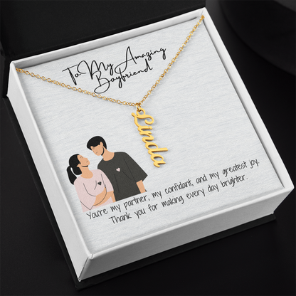 Amazing Boyfriend Vertical Name Necklace