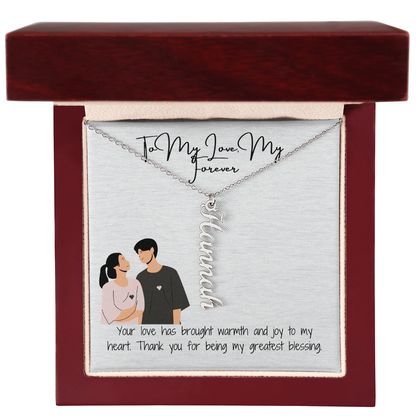 My Forever Boyfriend Vertical Name Necklace