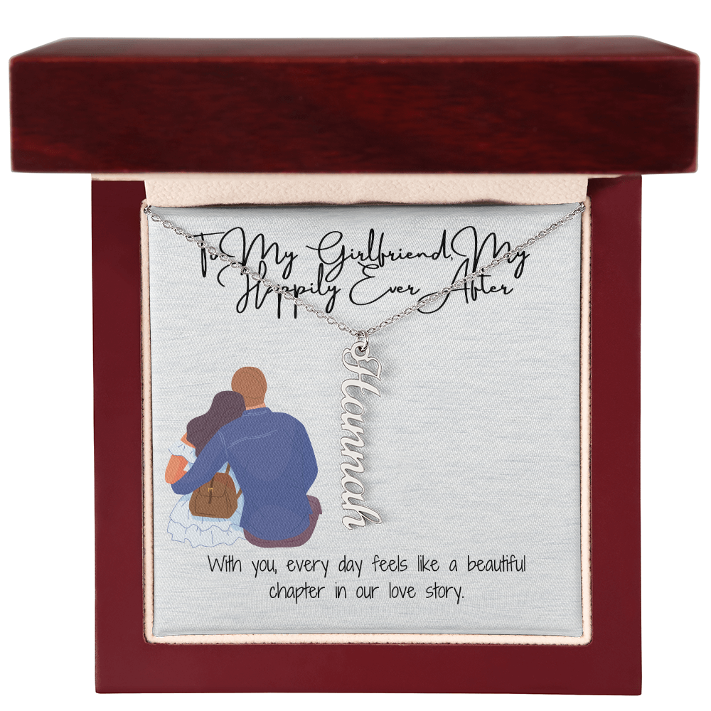 My Happily Ever After  Girlfriend Vertical Name Necklace