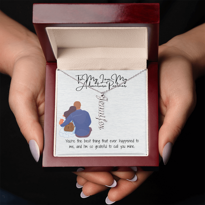 Adventure Partner  Girlfriend Vertical Name Necklace