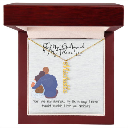 My Forever Love  Girlfriend Vertical Name Necklace