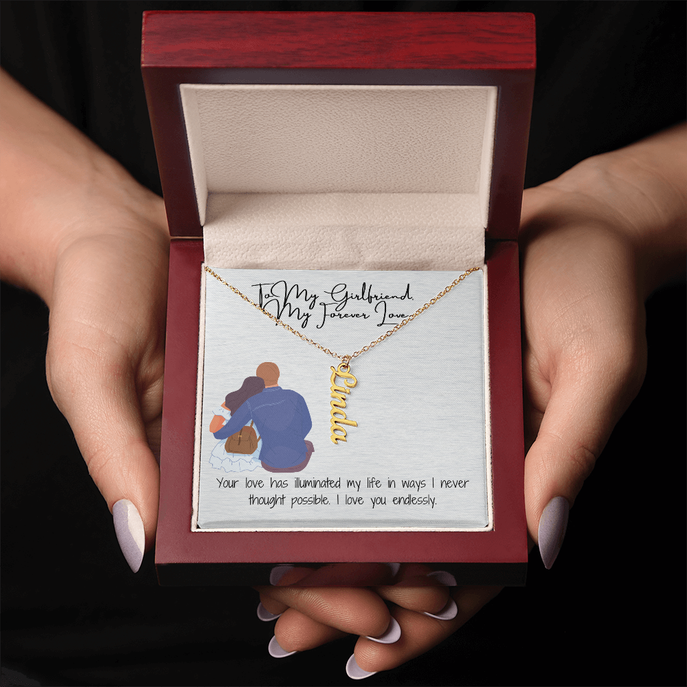 My Forever Love  Girlfriend Vertical Name Necklace