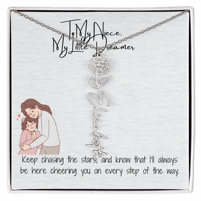 Little Dreamer Niece Flower Name Necklace