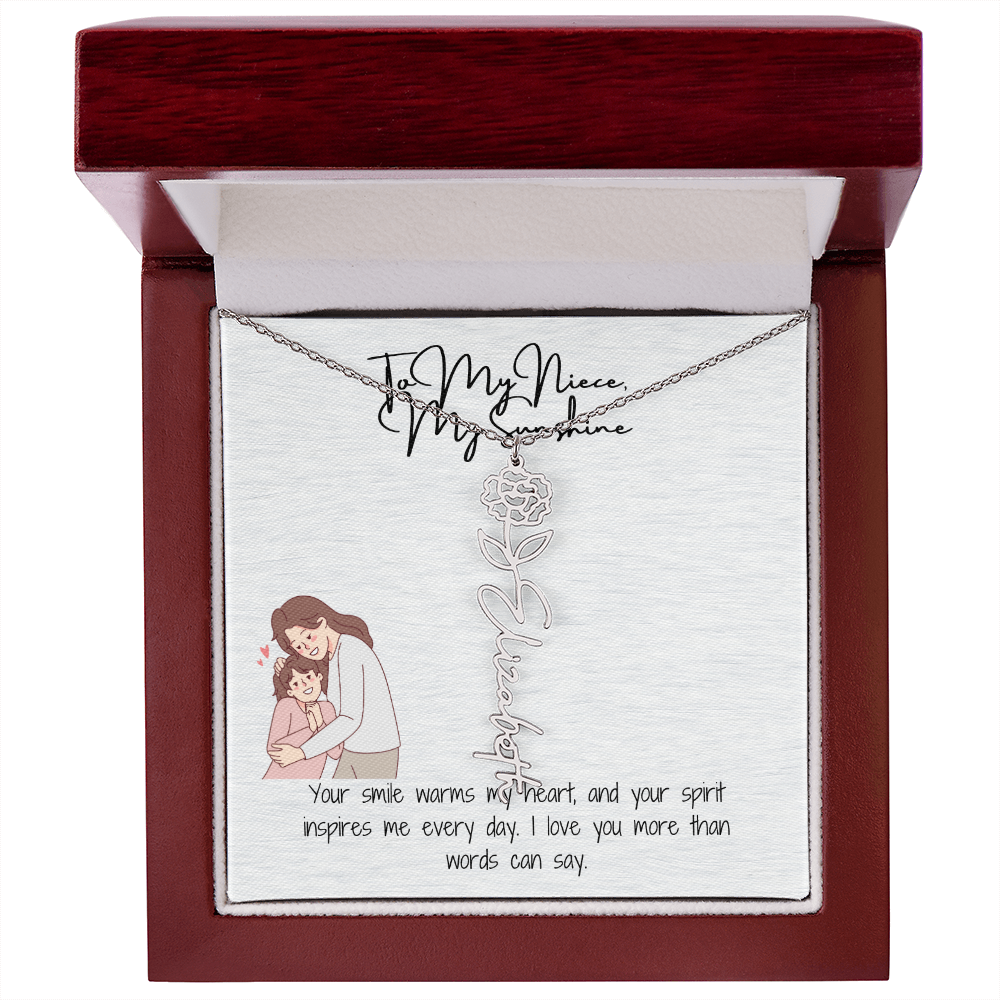 My Sunshine Niece Flower Name Necklace