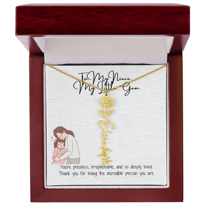 Little Gem Niece Flower Name Necklace