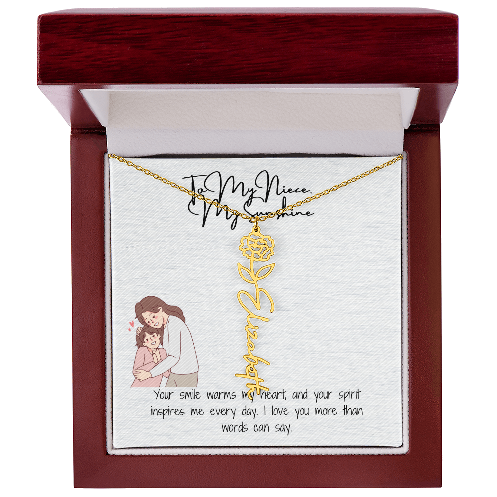 My Sunshine Niece Flower Name Necklace