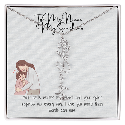 My Sunshine Niece Flower Name Necklace