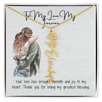 My Forever Girlfriend Flower Name Necklace