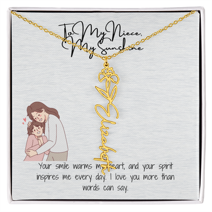 My Sunshine Niece Flower Name Necklace