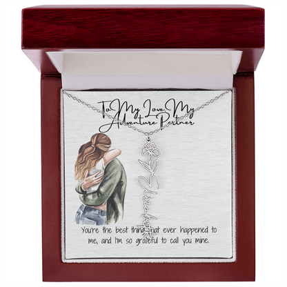 My Adventure Partner Girlfriend Flower Name Necklace