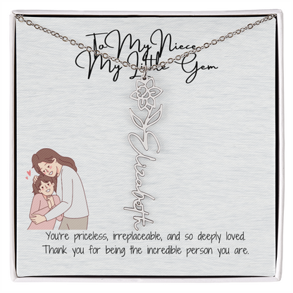 Little Gem Niece Flower Name Necklace