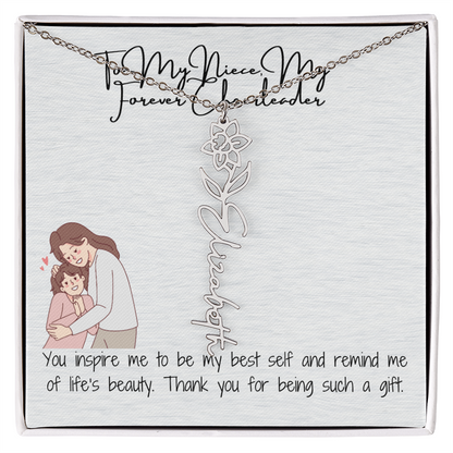 Forever Cheerleader Niece Flower Name Necklace