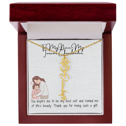 Forever Cheerleader Niece Flower Name Necklace