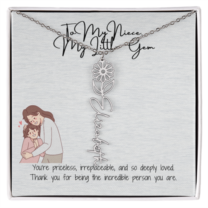 Little Gem Niece Flower Name Necklace