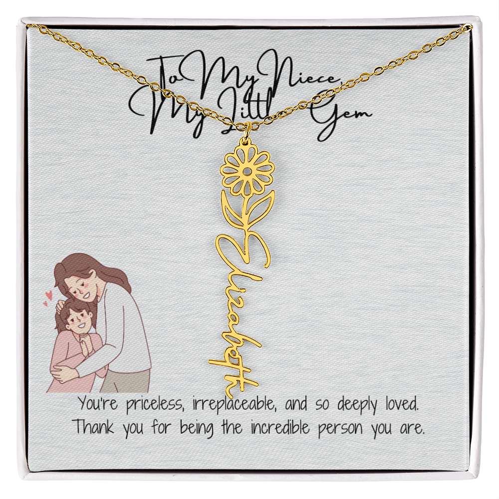 Little Gem Niece Flower Name Necklace