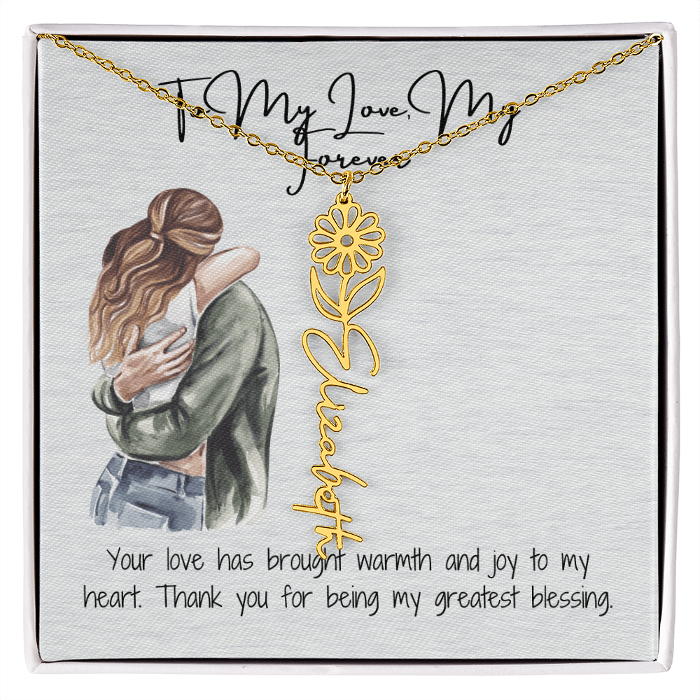 My Forever Girlfriend Flower Name Necklace