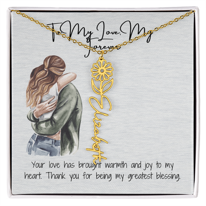 My Forever Girlfriend Flower Name Necklace