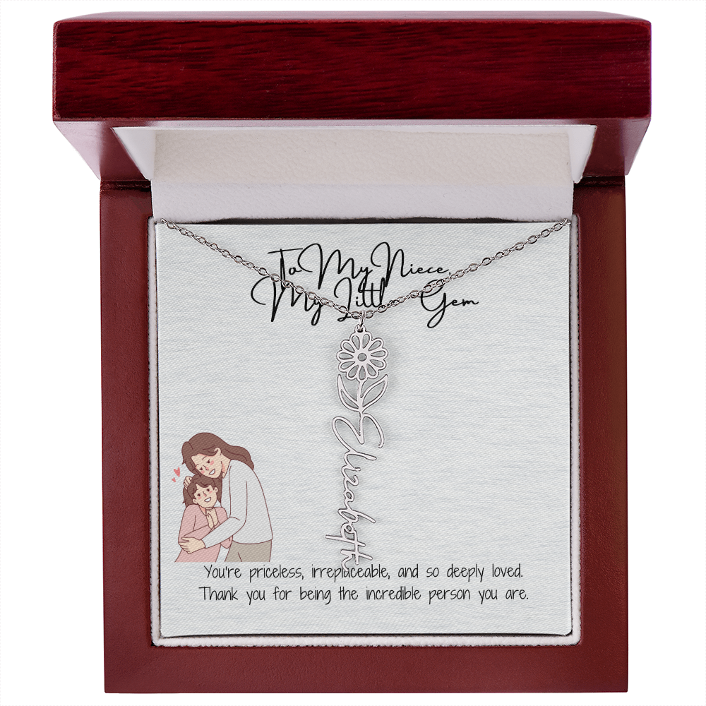 Little Gem Niece Flower Name Necklace
