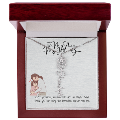 Little Gem Niece Flower Name Necklace