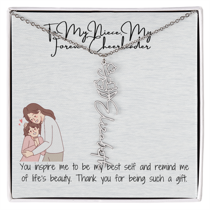 Forever Cheerleader Niece Flower Name Necklace
