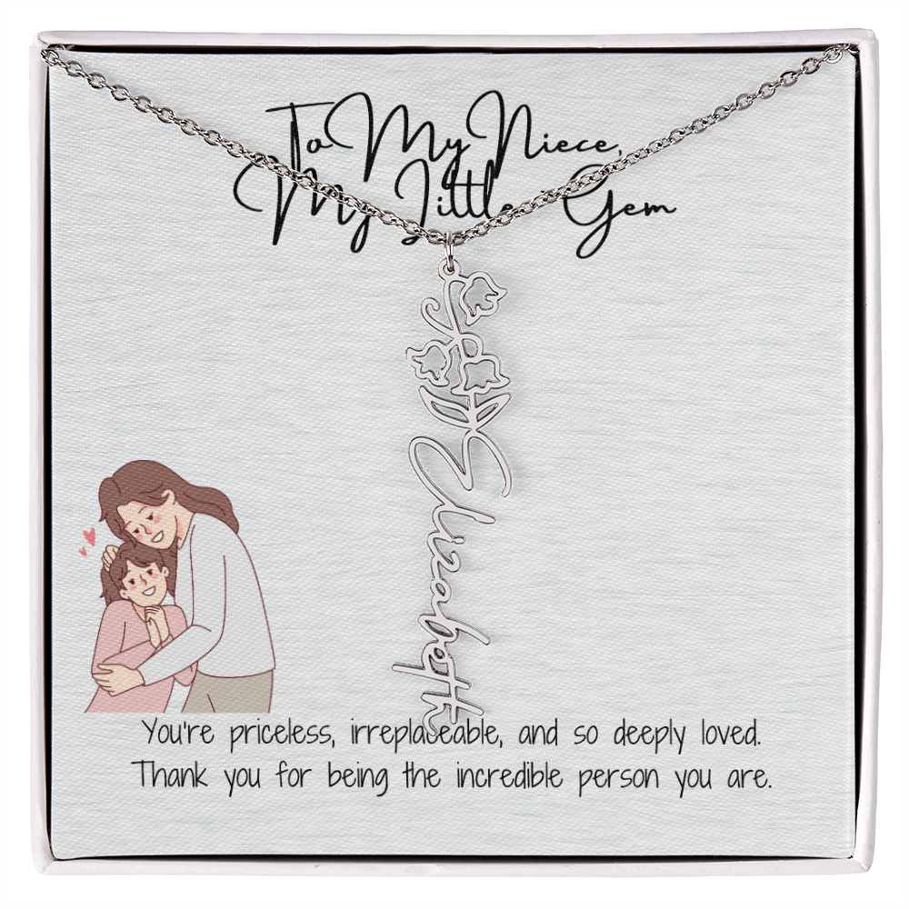Little Gem Niece Flower Name Necklace