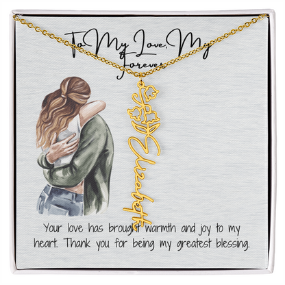My Forever Girlfriend Flower Name Necklace