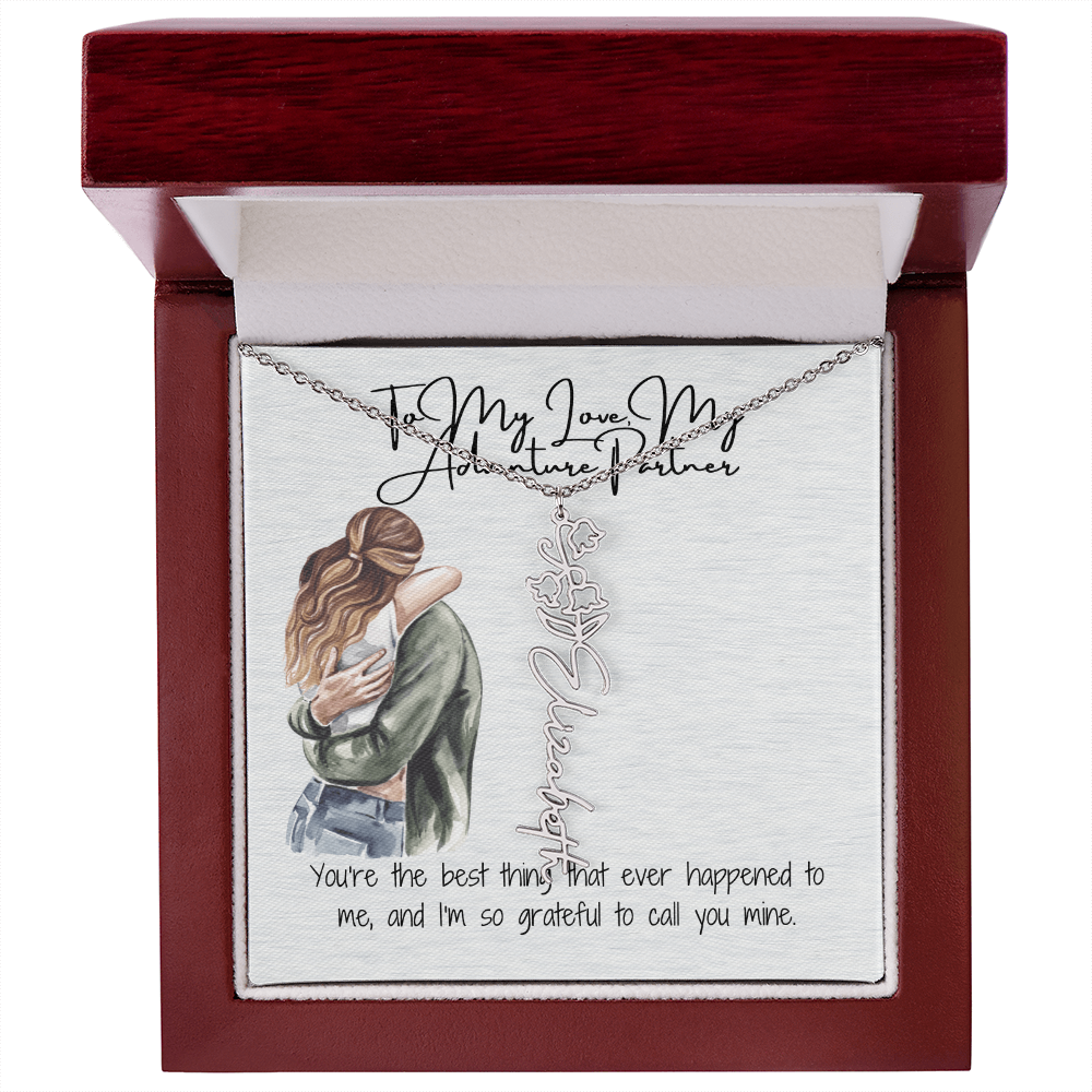 My Adventure Partner Girlfriend Flower Name Necklace