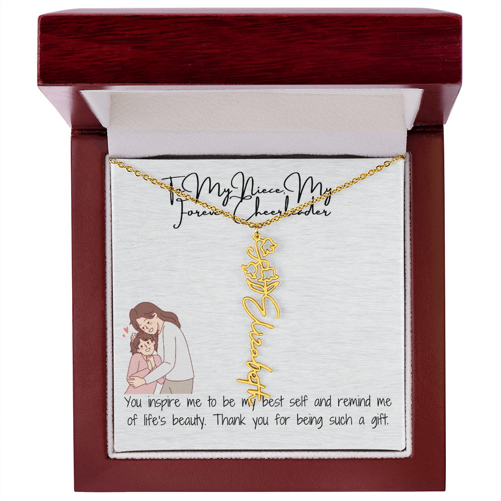 Forever Cheerleader Niece Flower Name Necklace