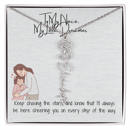 Little Dreamer Niece Flower Name Necklace