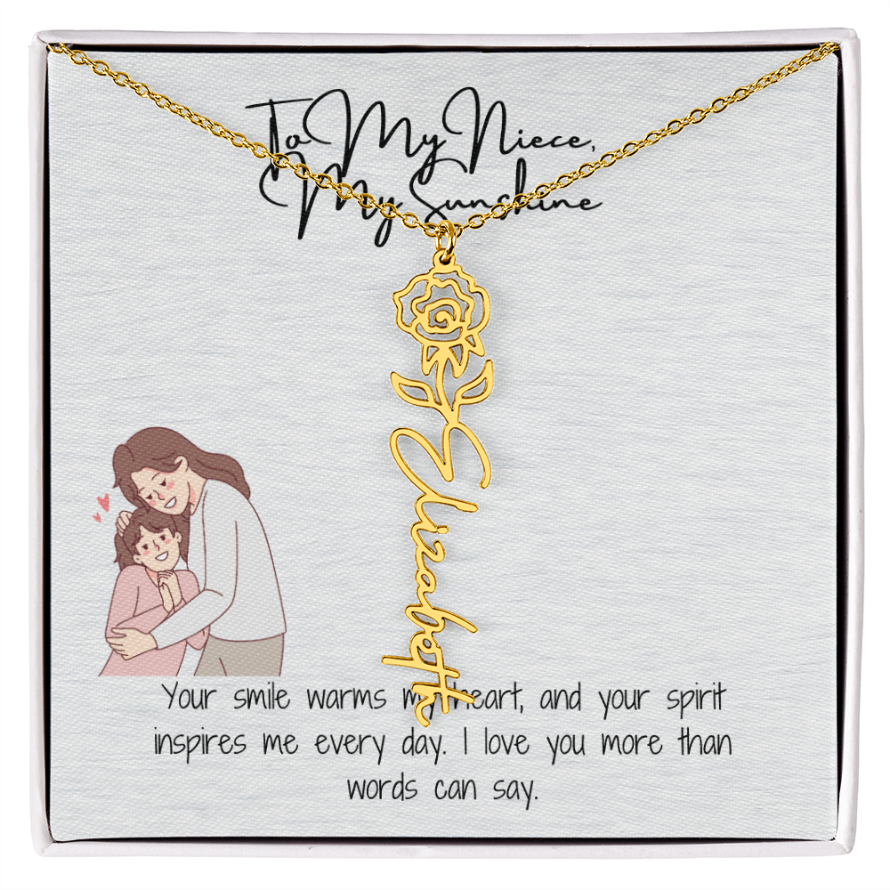 My Sunshine Niece Flower Name Necklace
