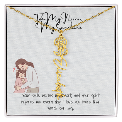 My Sunshine Niece Flower Name Necklace