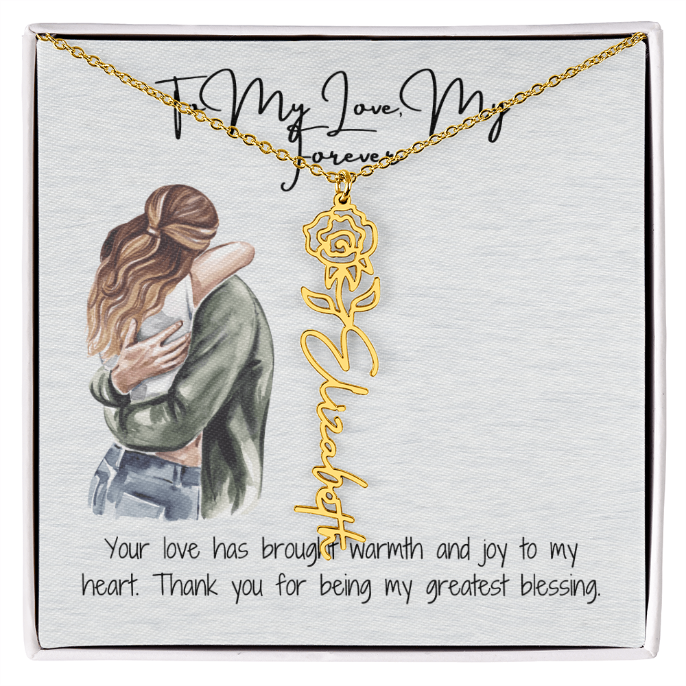 My Forever Girlfriend Flower Name Necklace