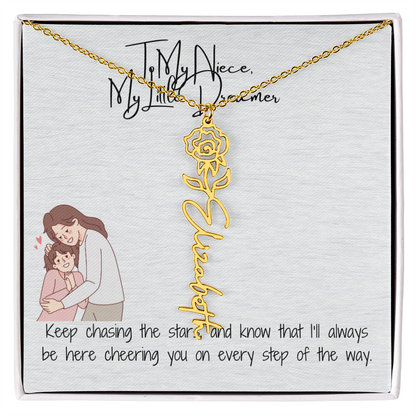 Little Dreamer Niece Flower Name Necklace