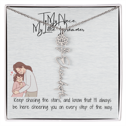 Little Dreamer Niece Flower Name Necklace