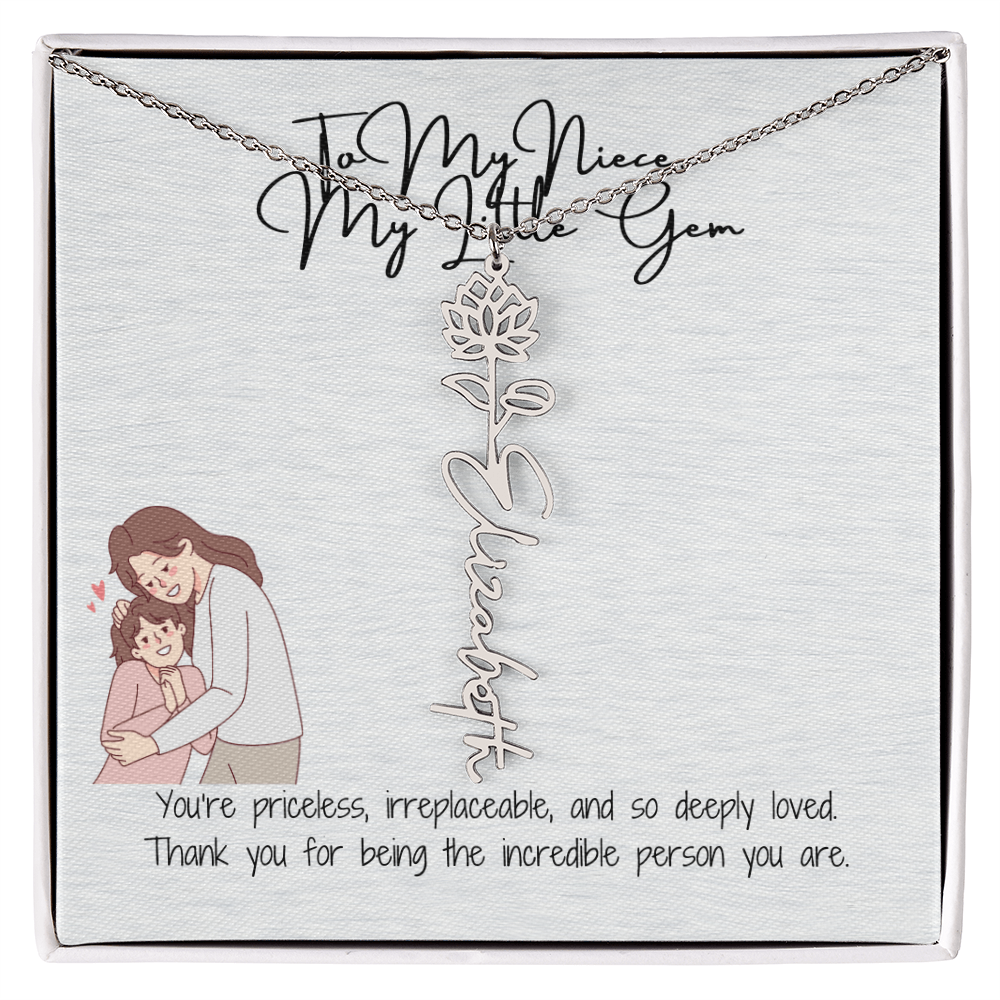 Little Gem Niece Flower Name Necklace