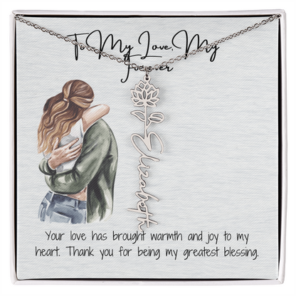 My Forever Girlfriend Flower Name Necklace