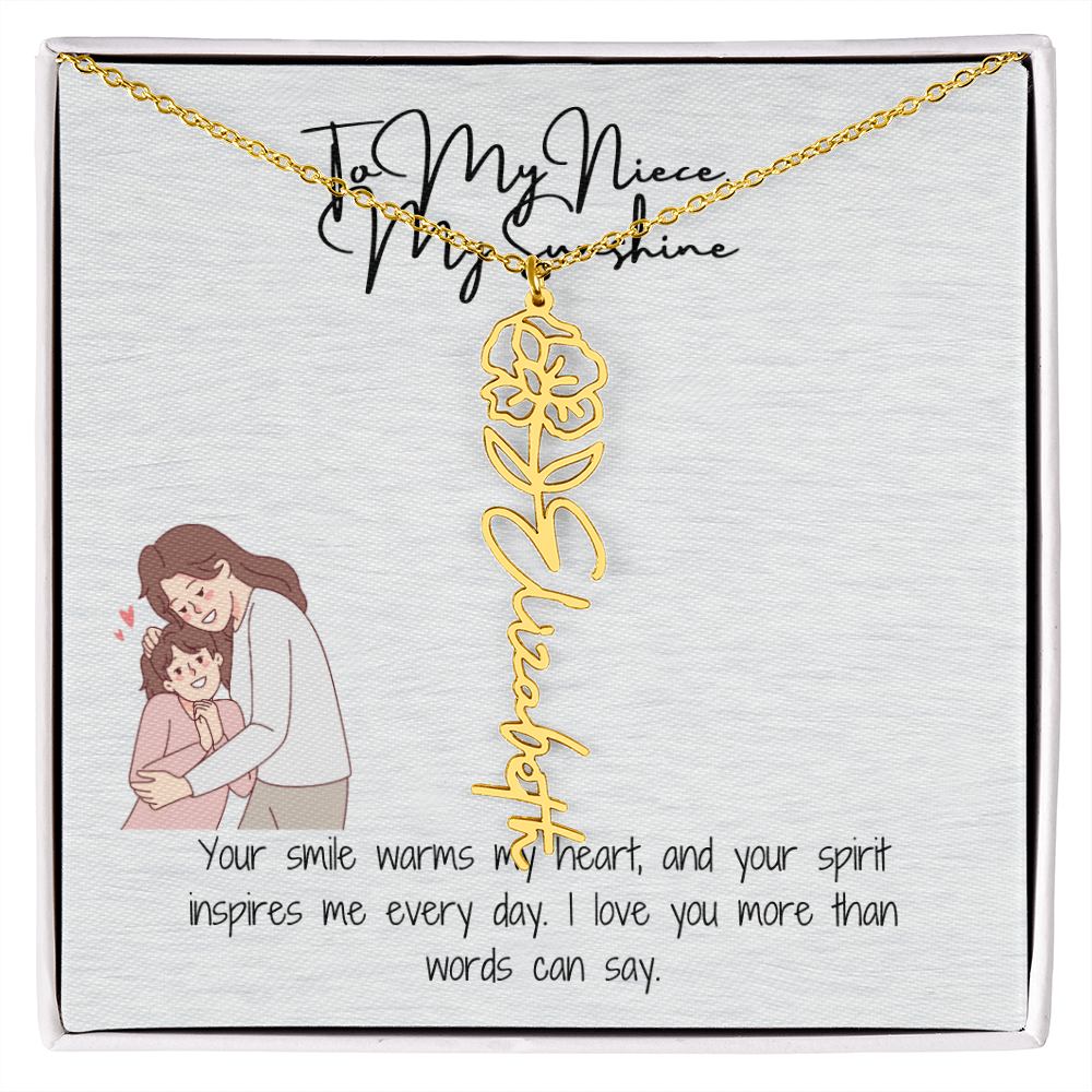 My Sunshine Niece Flower Name Necklace