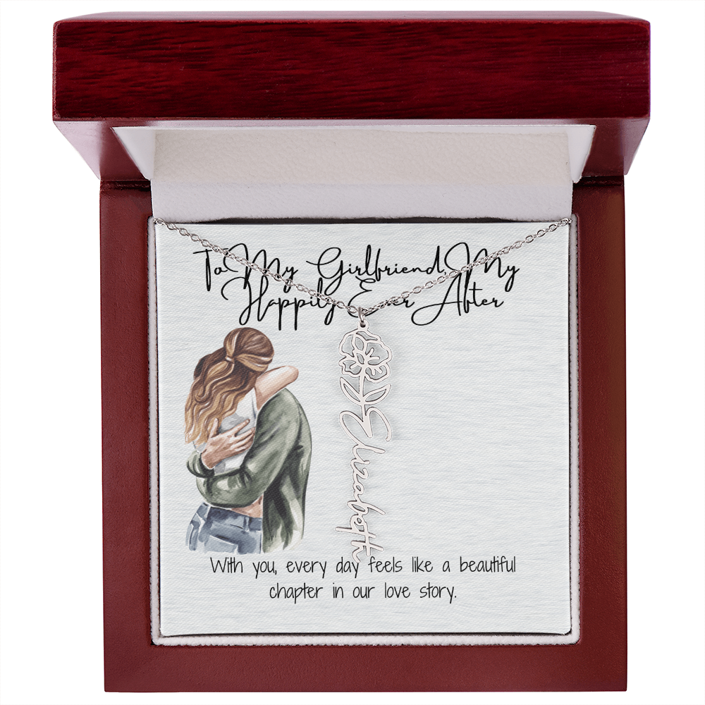 My Happily Ever After Girlfriend Flower Name Necklace