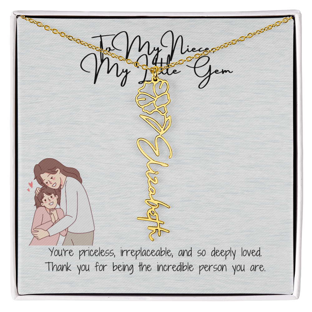 Little Gem Niece Flower Name Necklace