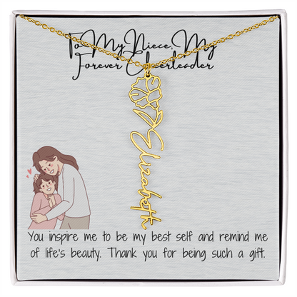 Forever Cheerleader Niece Flower Name Necklace