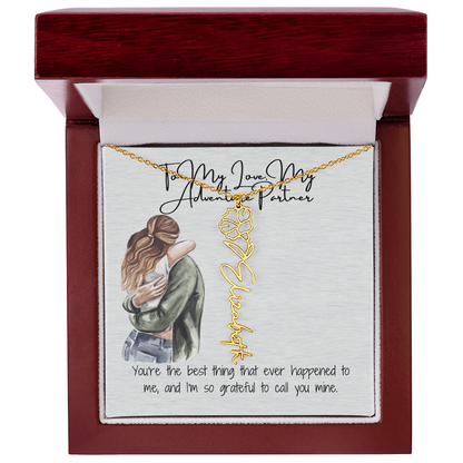 My Adventure Partner Girlfriend Flower Name Necklace