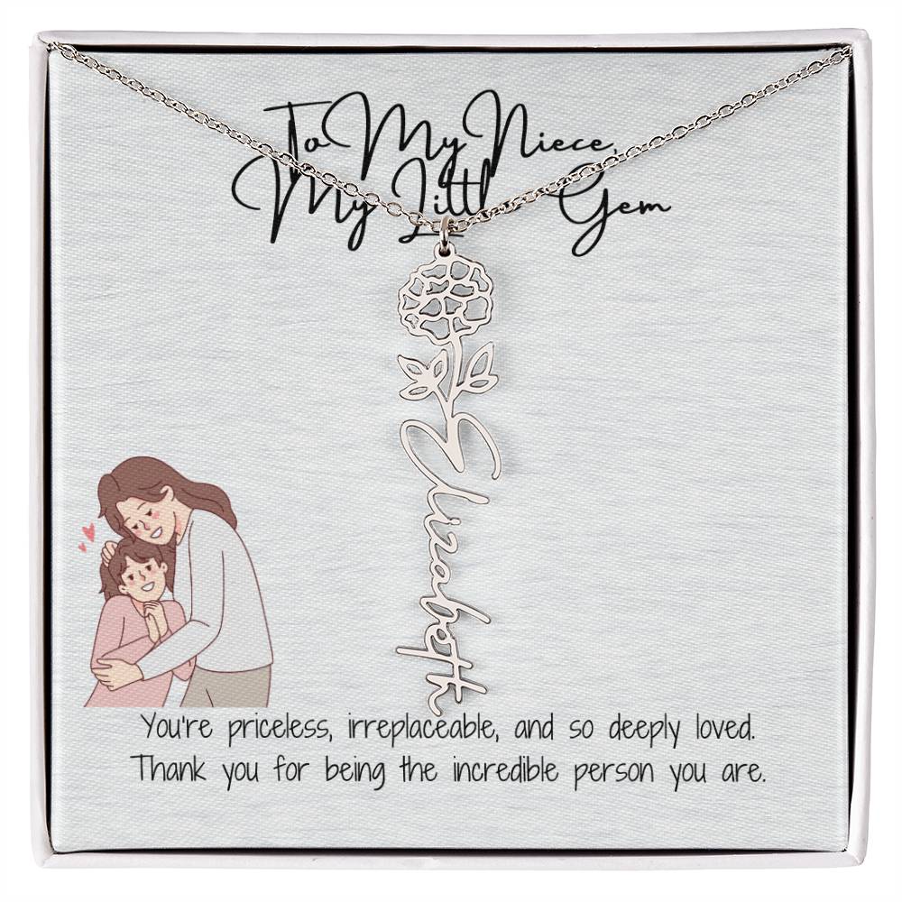 Little Gem Niece Flower Name Necklace
