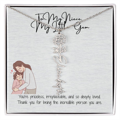 Little Gem Niece Flower Name Necklace