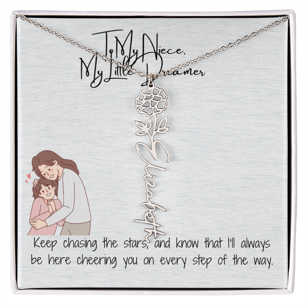 Little Dreamer Niece Flower Name Necklace