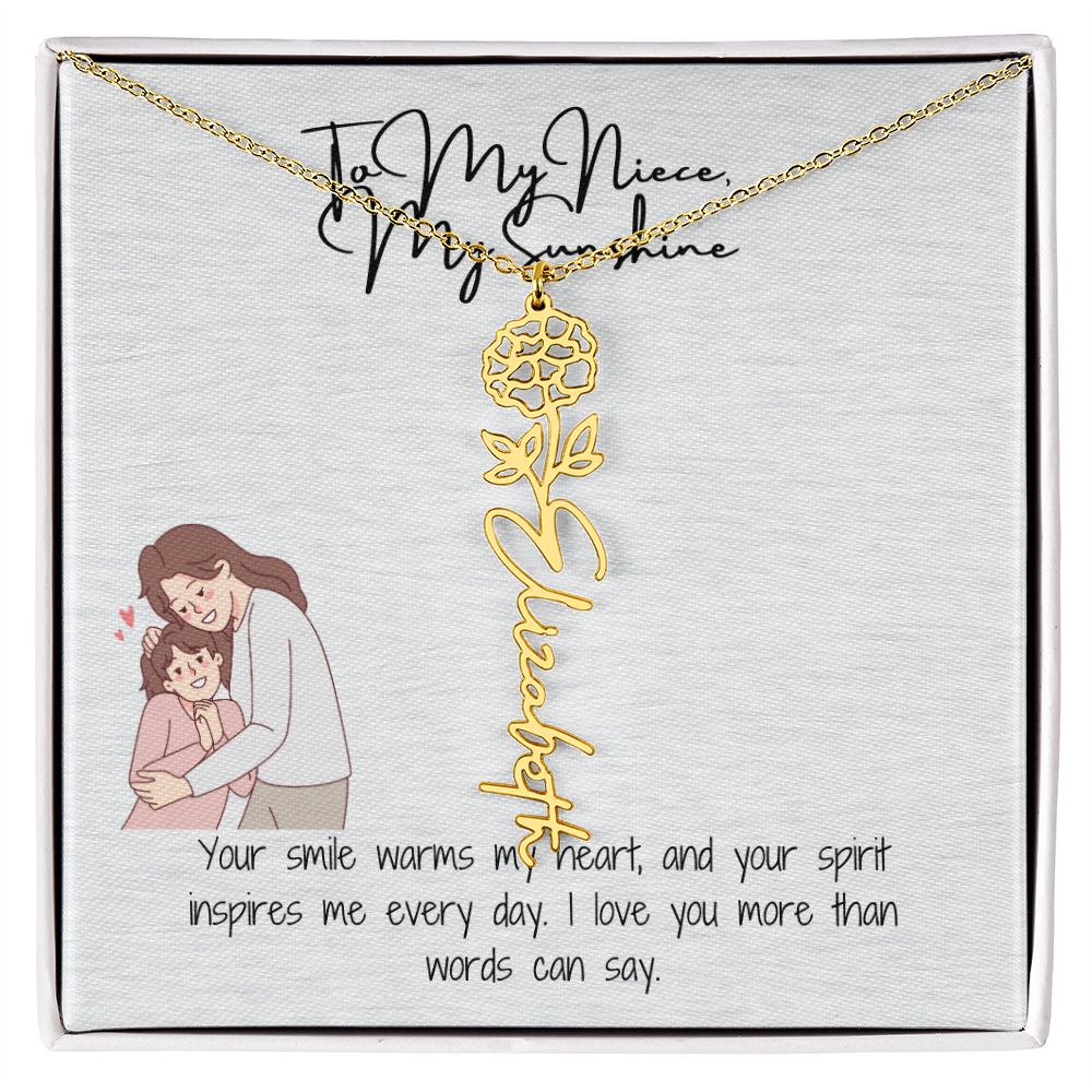 My Sunshine Niece Flower Name Necklace