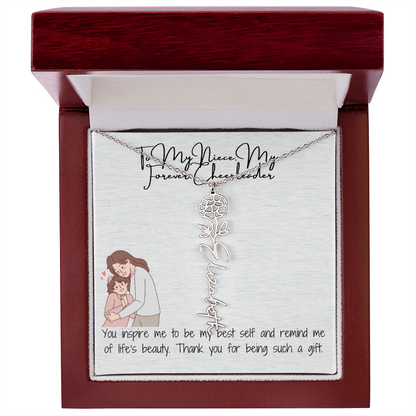 Forever Cheerleader Niece Flower Name Necklace