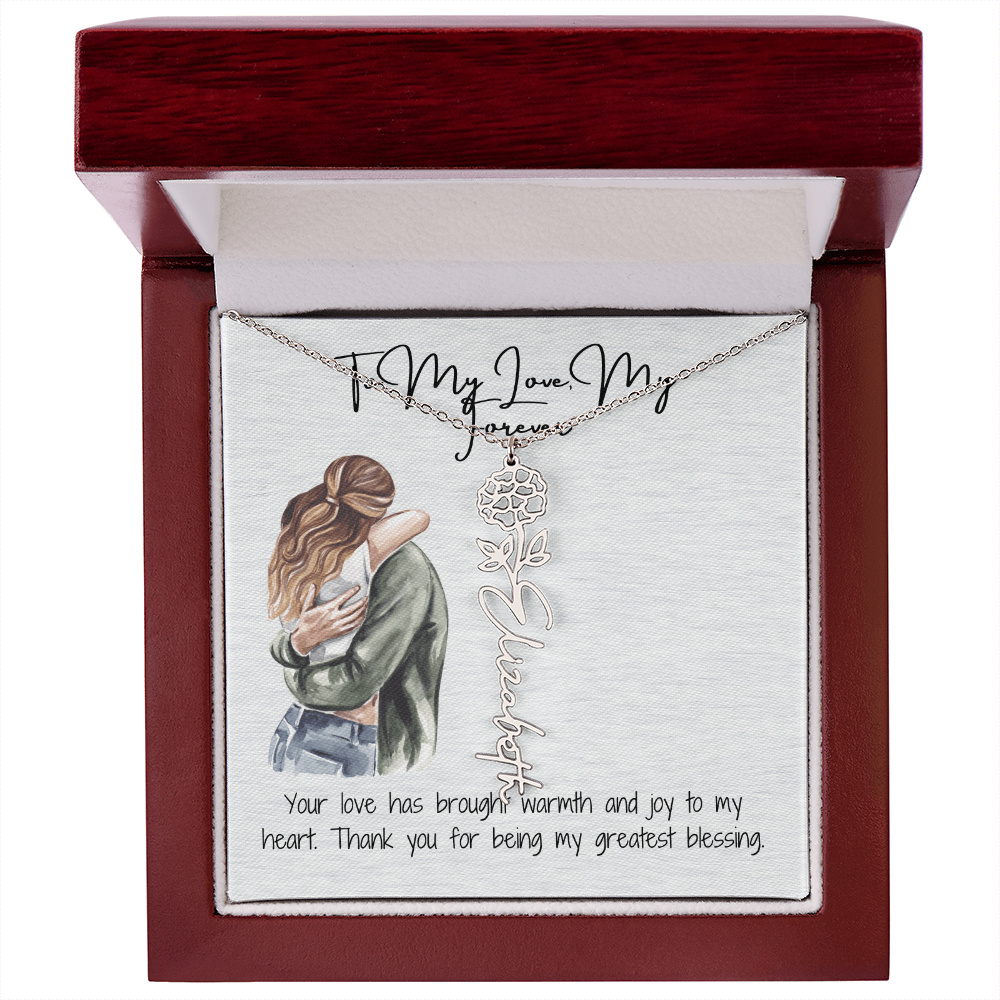 My Forever Girlfriend Flower Name Necklace