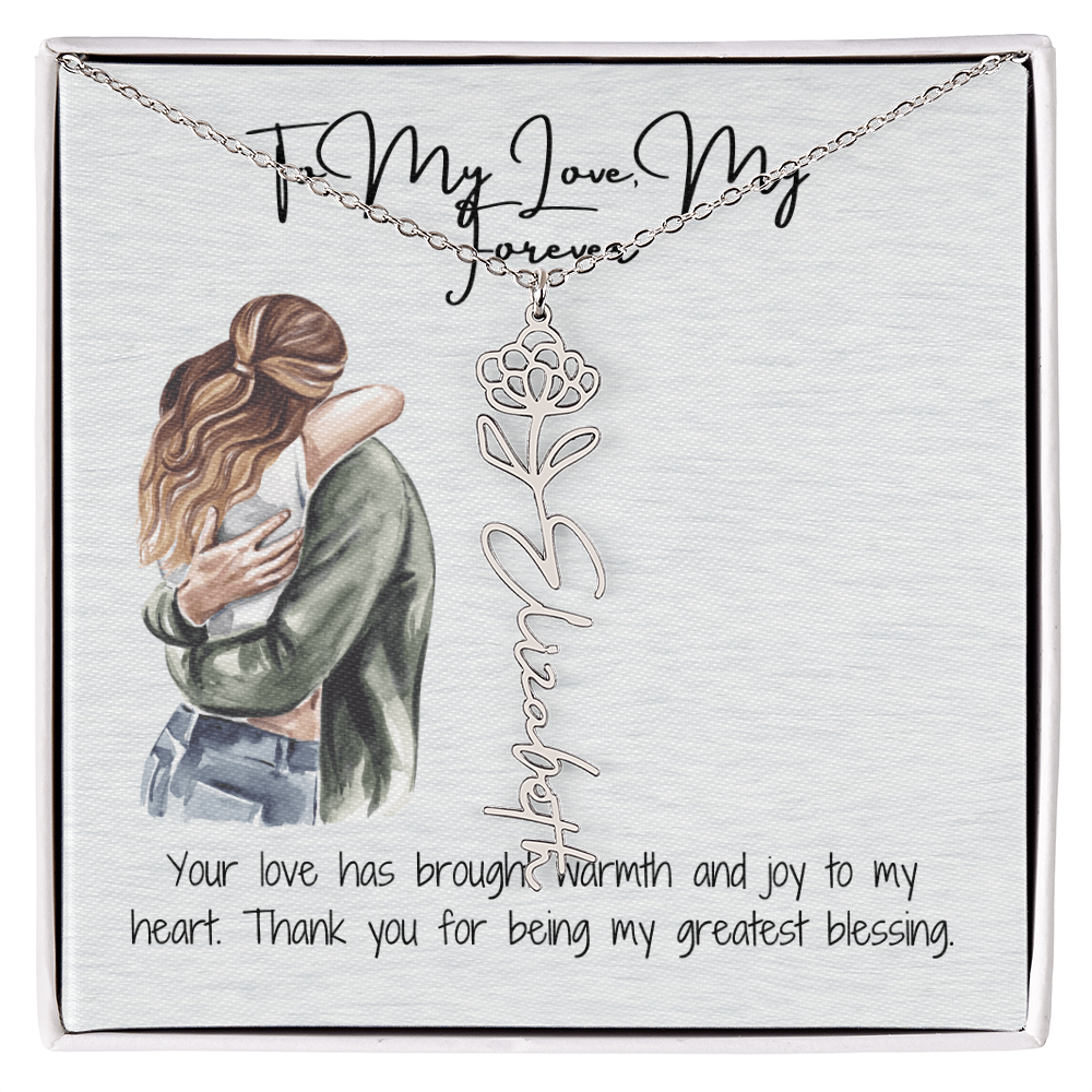 My Forever Girlfriend Flower Name Necklace