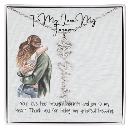 My Forever Girlfriend Flower Name Necklace