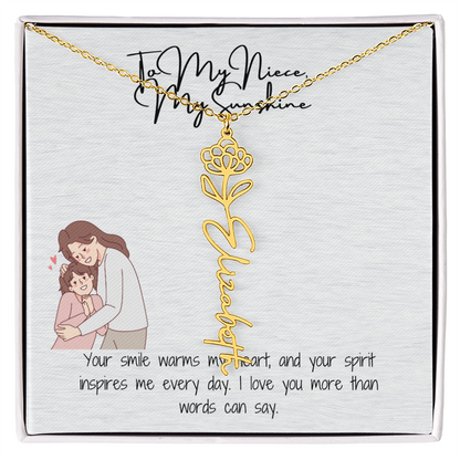 My Sunshine Niece Flower Name Necklace